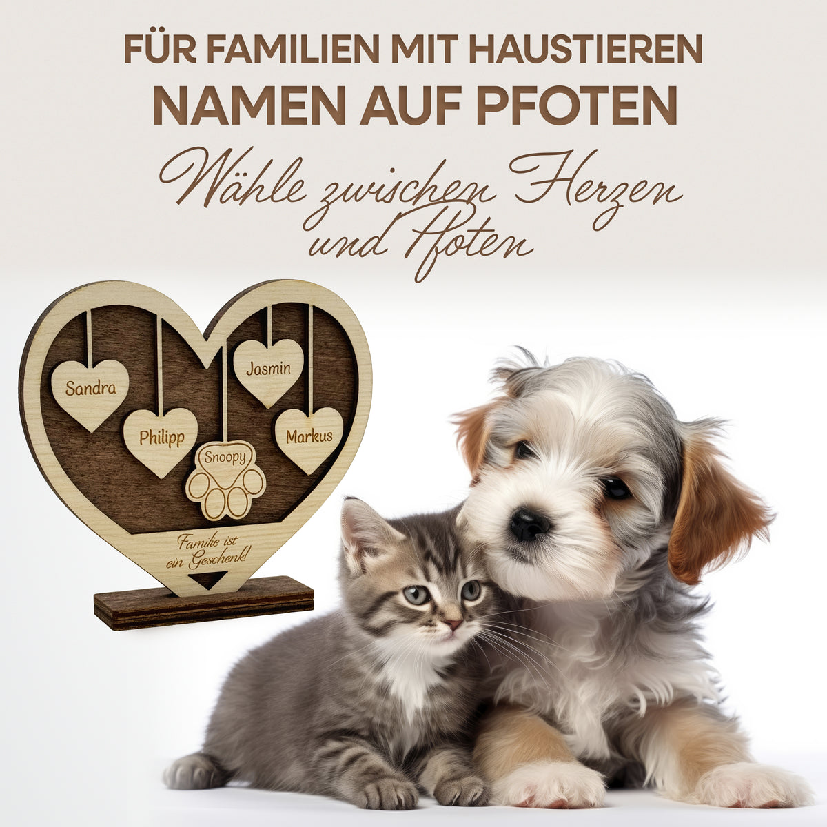 Personalisiertes Holzschild mit Namen - Herz