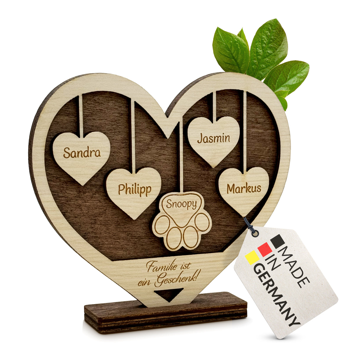 Personalisiertes Holzschild mit Namen - Herz