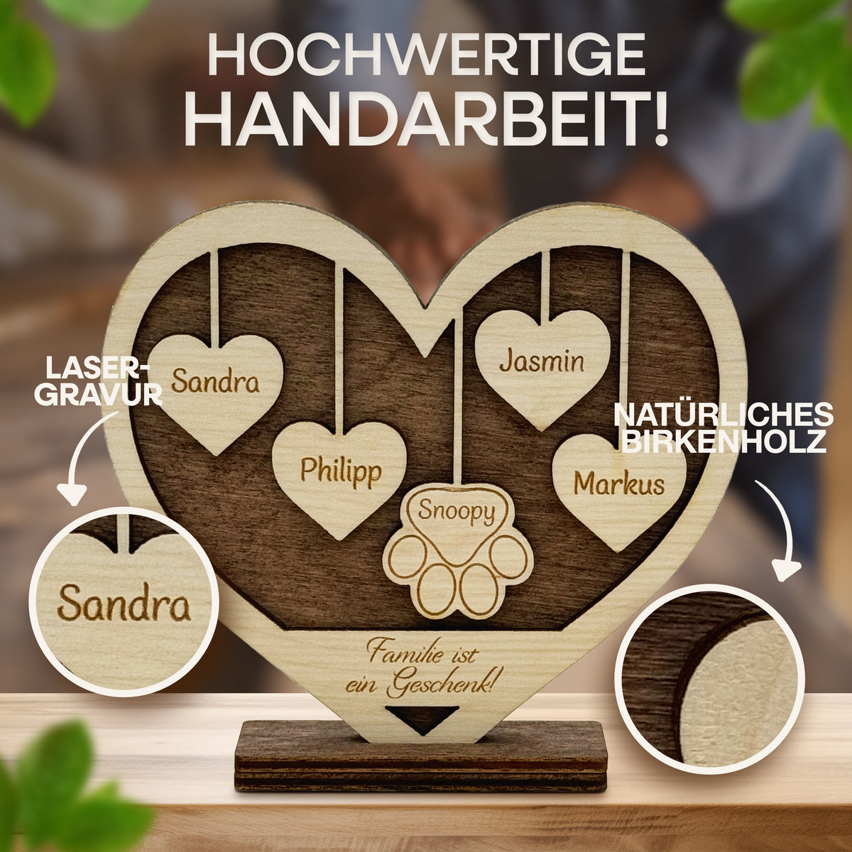 Personalisiertes Holzschild mit Namen - Herz