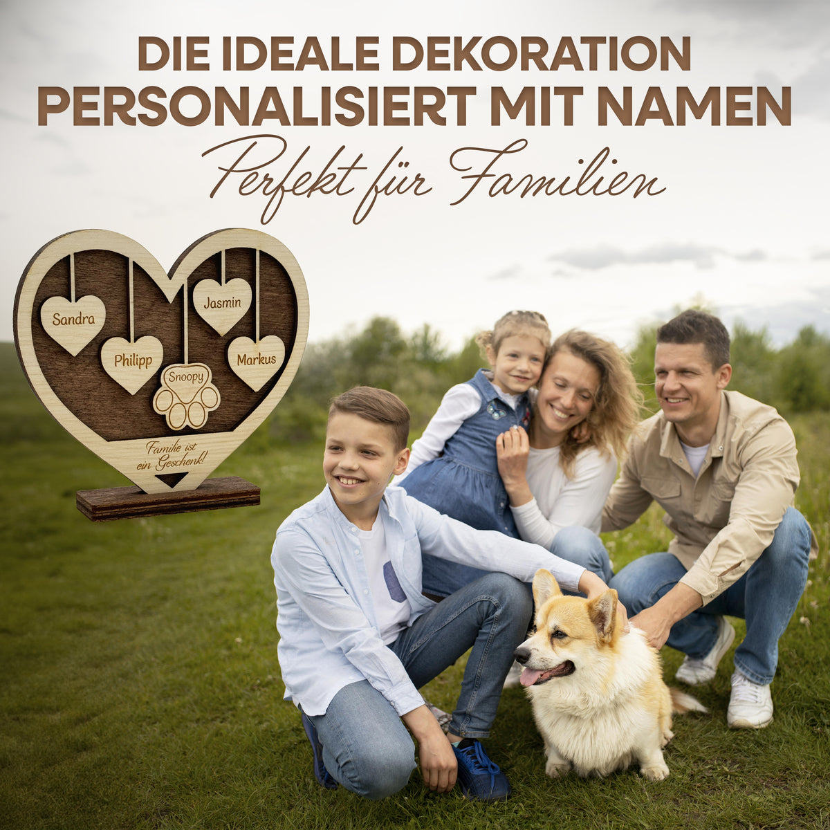 Personalisiertes Holzschild mit Namen - Herz