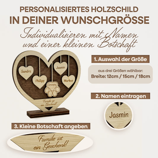 Personalisiertes Holzschild mit Namen - Herz