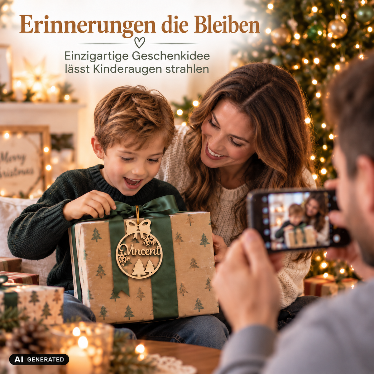 Weihnachtskugel mit Schleife