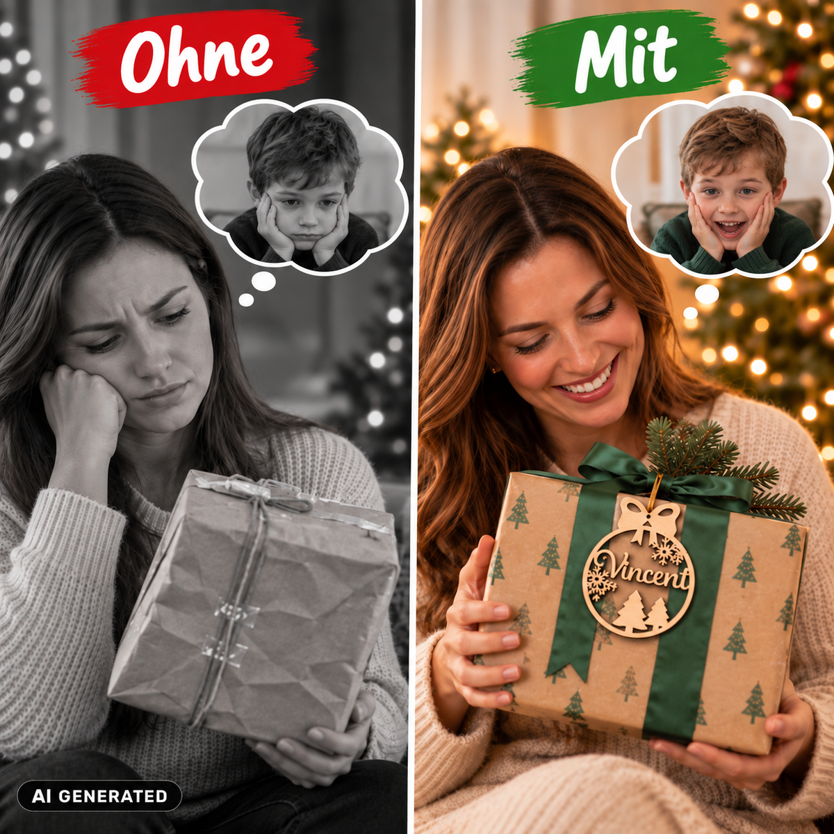 Weihnachtskugel mit Schleife