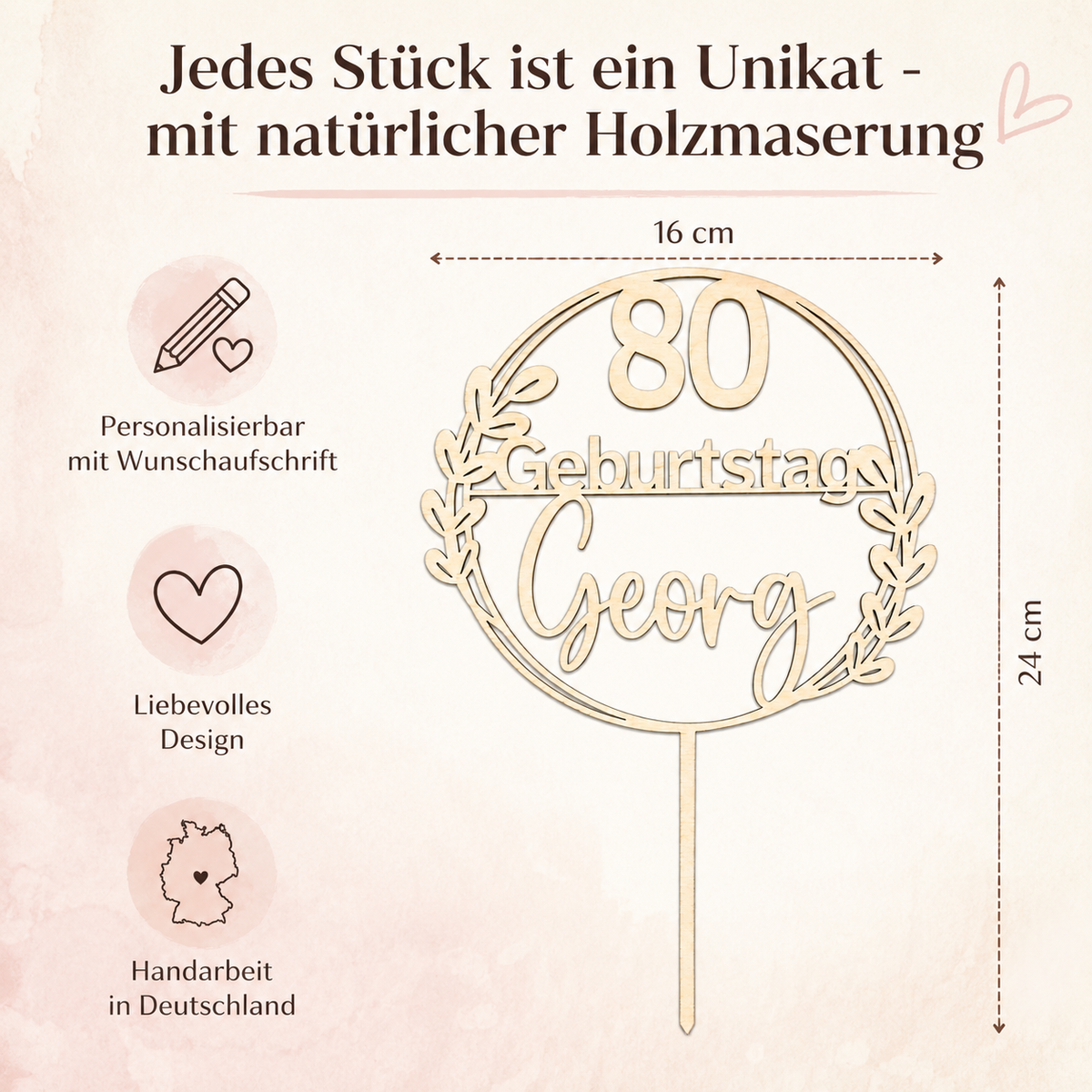 Cake Topper personalisiert zum Geburtstag – Individuelle Tortendekoration mit Namen und Zahl