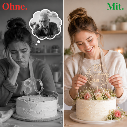 Cake Topper personalisiert zum Geburtstag – Individuelle Tortendekoration mit Namen und Zahl