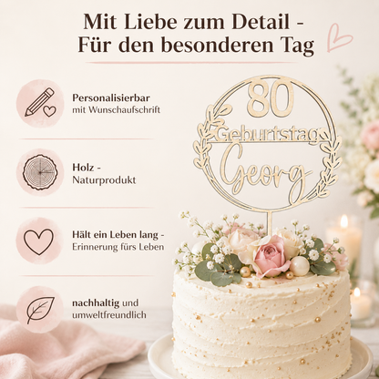 Cake Topper personalisiert zum Geburtstag – Individuelle Tortendekoration mit Namen und Zahl