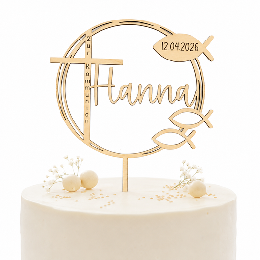 Personalisierter Tortenstecker Taufe Kommunion Konfirmation