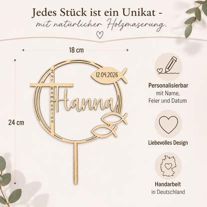 Personalisierter Tortenstecker Taufe Kommunion Konfirmation