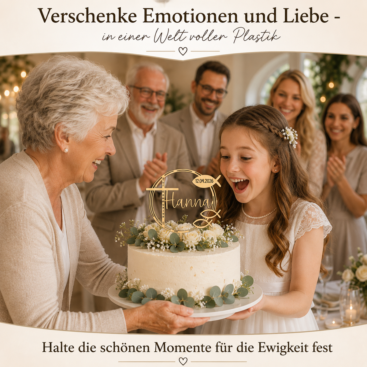 Personalisierter Tortenstecker Taufe Kommunion Konfirmation