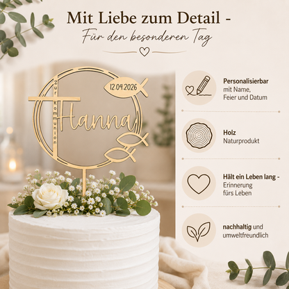 Personalisierter Tortenstecker Taufe Kommunion Konfirmation