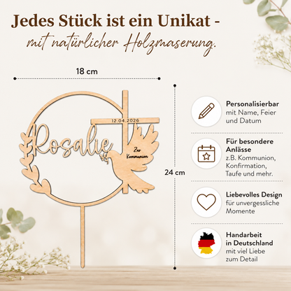 Personalisierter Tortenstecker zur Taufe, Kommunion, Konfirmation & Firmung