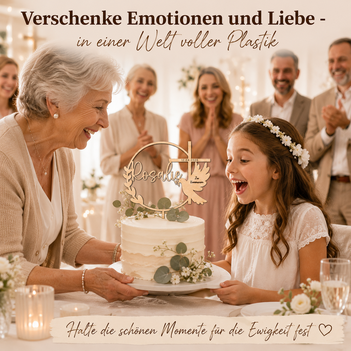 Personalisierter Tortenstecker zur Taufe, Kommunion, Konfirmation & Firmung