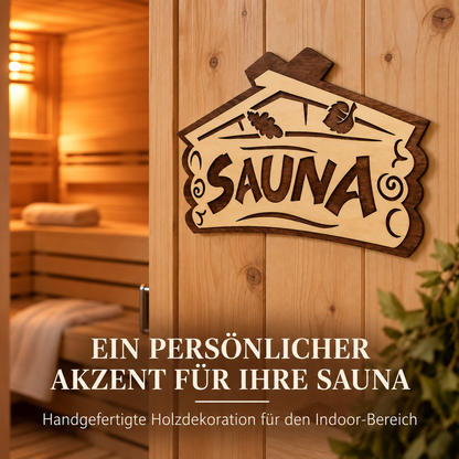 Sauna Schild aus Birkenholz