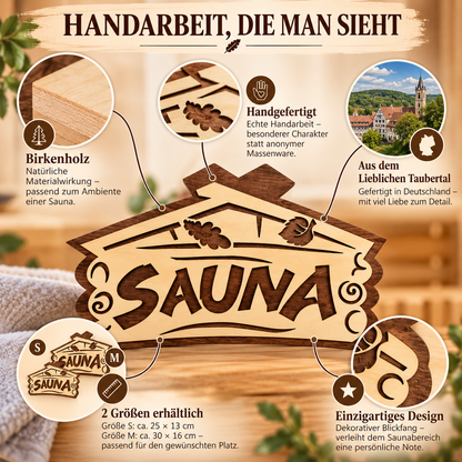 Sauna Schild aus Birkenholz