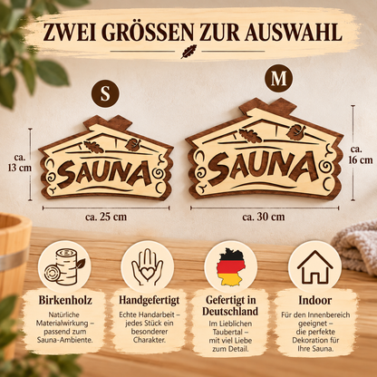 Sauna Schild aus Birkenholz