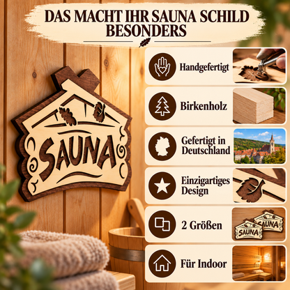 Sauna Schild aus Birkenholz