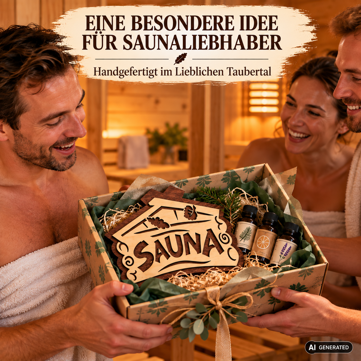 Sauna Schild aus Birkenholz