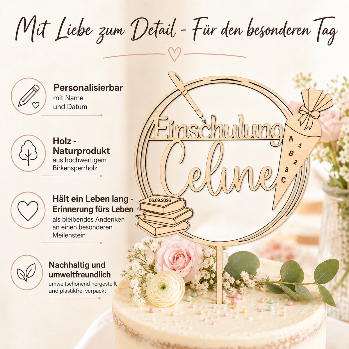 Cake Topper Bücher & Schultüte