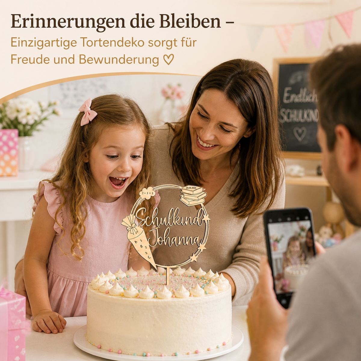 Personalisierter Tortenstecker zur Einschulung