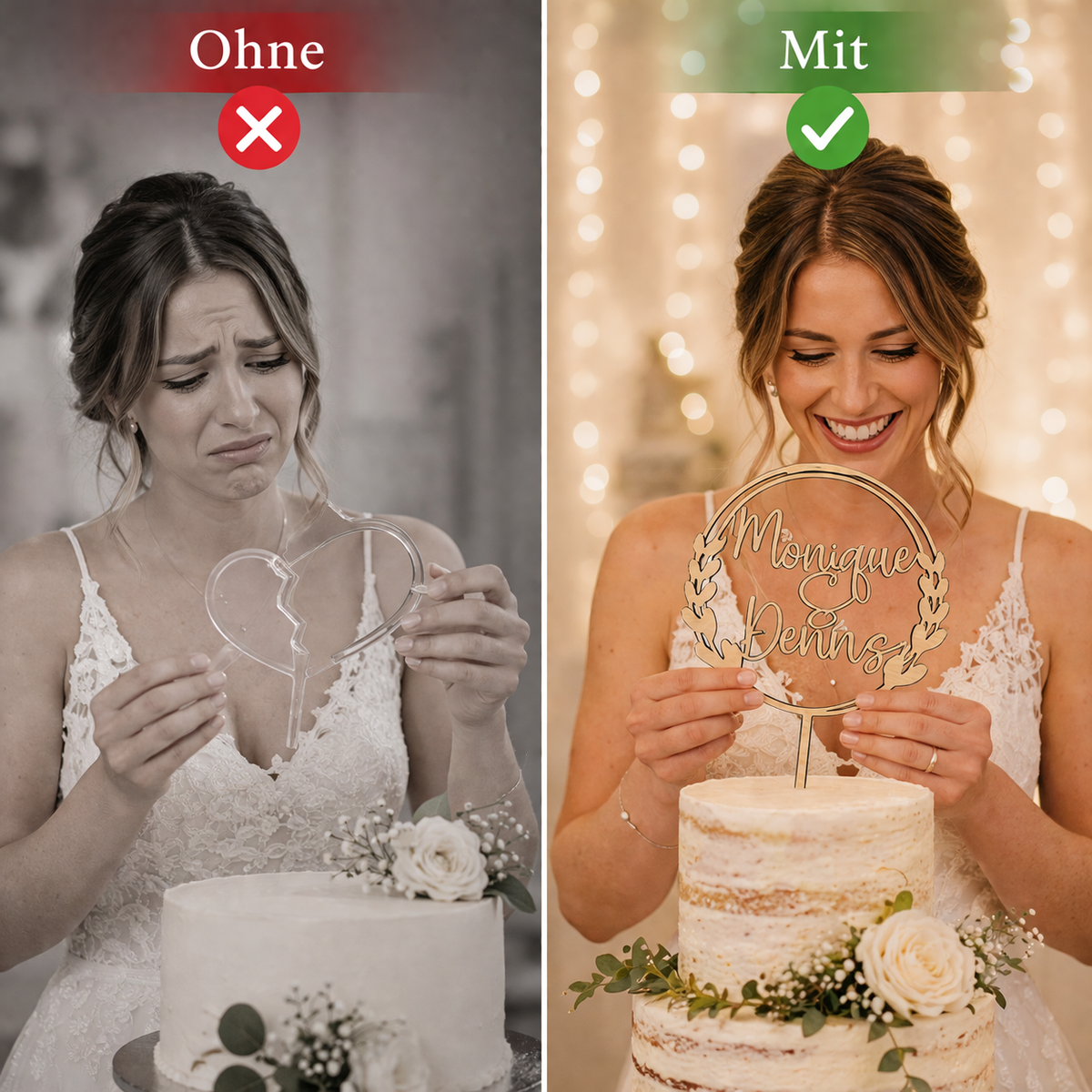 Personalisierter Cake Topper zur Hochzeit