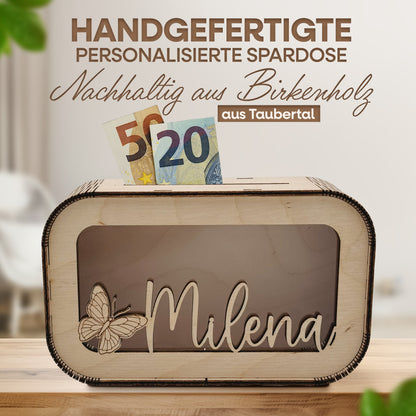 Personalisierte Holz-Spardose für Kinder