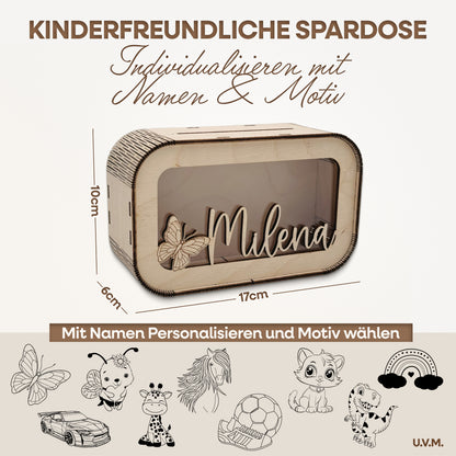 Personalisierte Holz-Spardose für Kinder