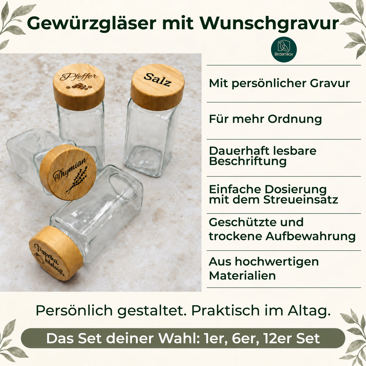 Gewürzgläser mit individueller Gravur