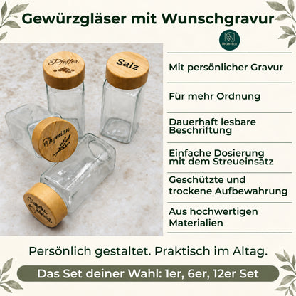 Gewürzgläser mit individueller Gravur
