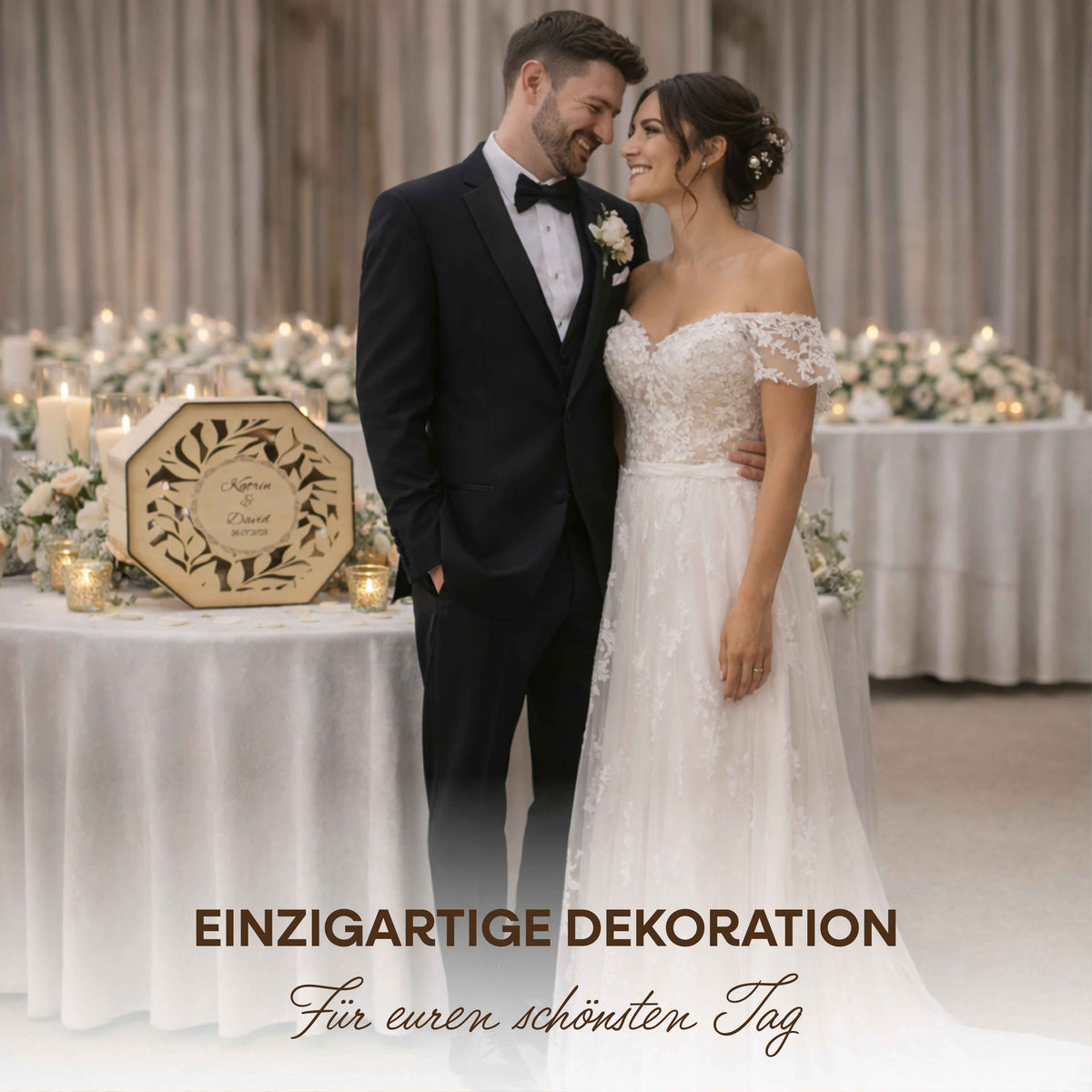 Personalisierte Kartenbox Hochzeit aus Holz mit Gravur
