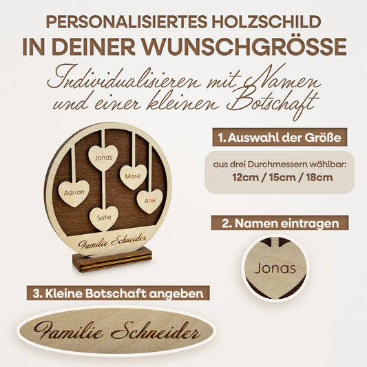Personalisiertes Holzschild mit Namen - Rund