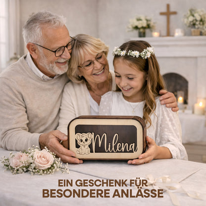 Personalisierte Holz-Spardose für Kinder