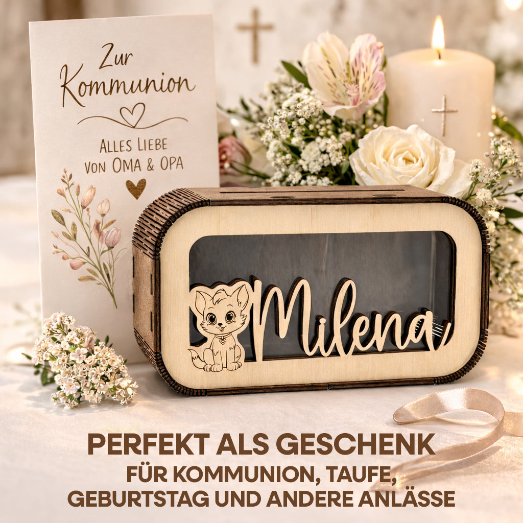 Personalisierte Holz-Spardose für Kinder