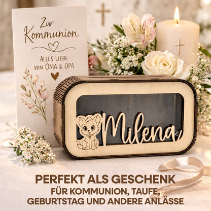 Personalisierte Holz-Spardose für Kinder