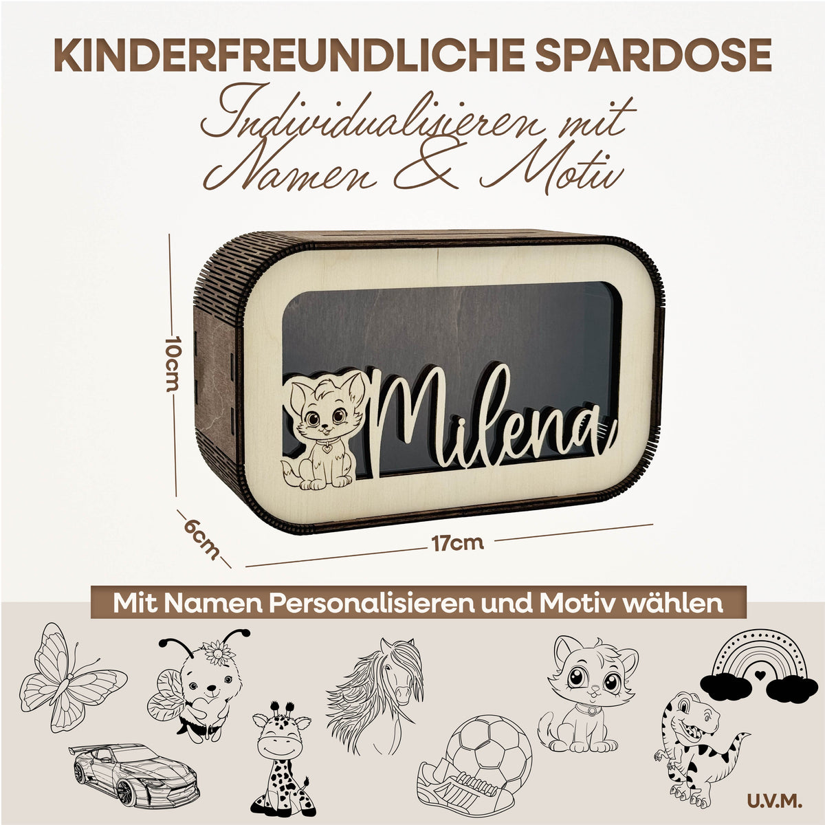Personalisierte Holz-Spardose für Kinder