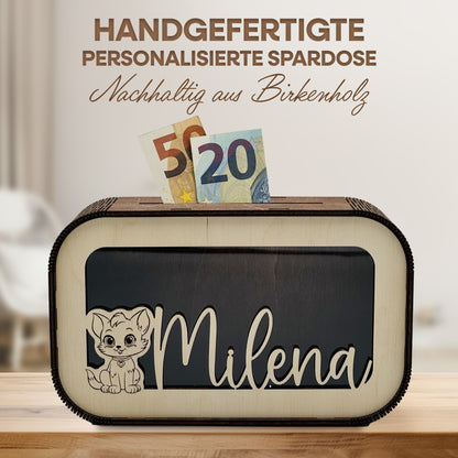 Personalisierte Holz-Spardose für Kinder